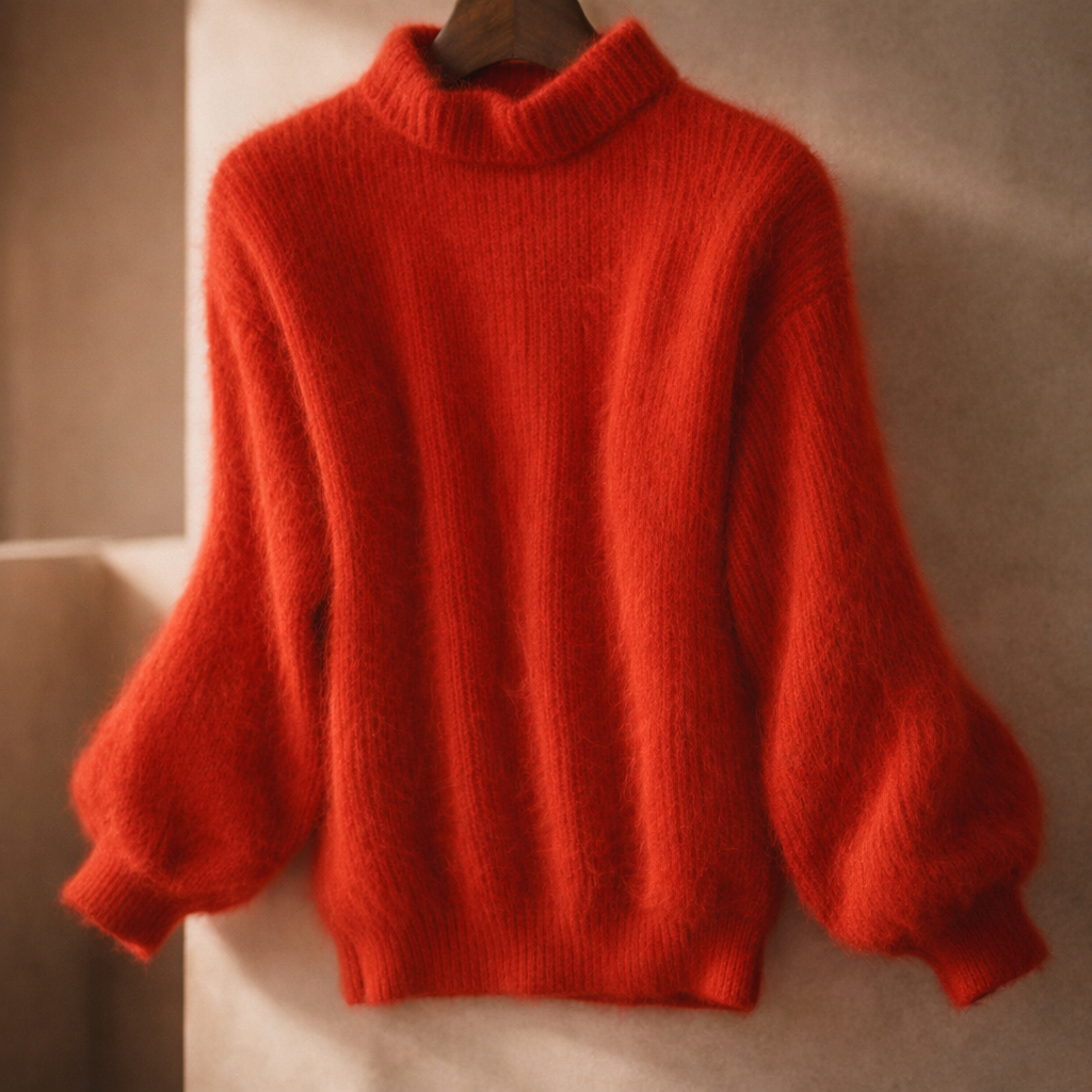 Women's Fluffy Oversized Mohair-Look Roll Neck Jumper