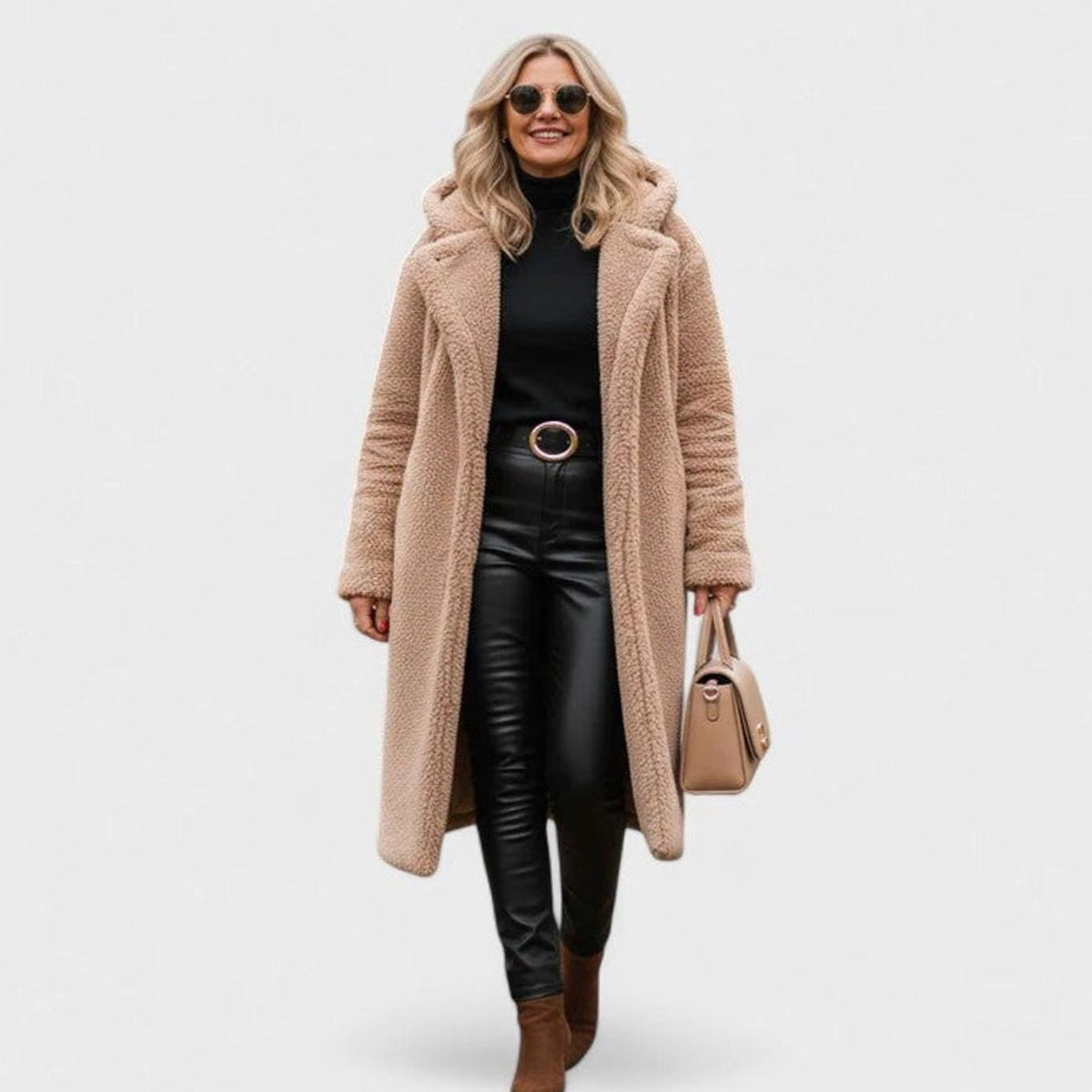 Women's Oversized Teddy Faux Fur Longline Coat