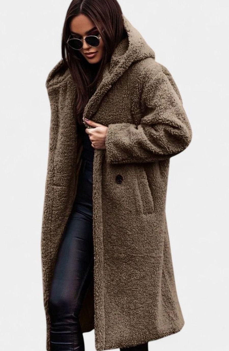 Women's Oversized Teddy Faux Fur Longline Coat