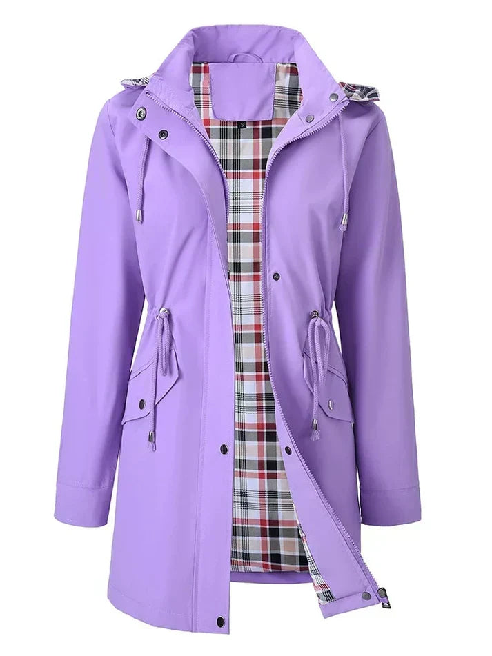 Women's Hooded Parka Jacket with Plaid Lining