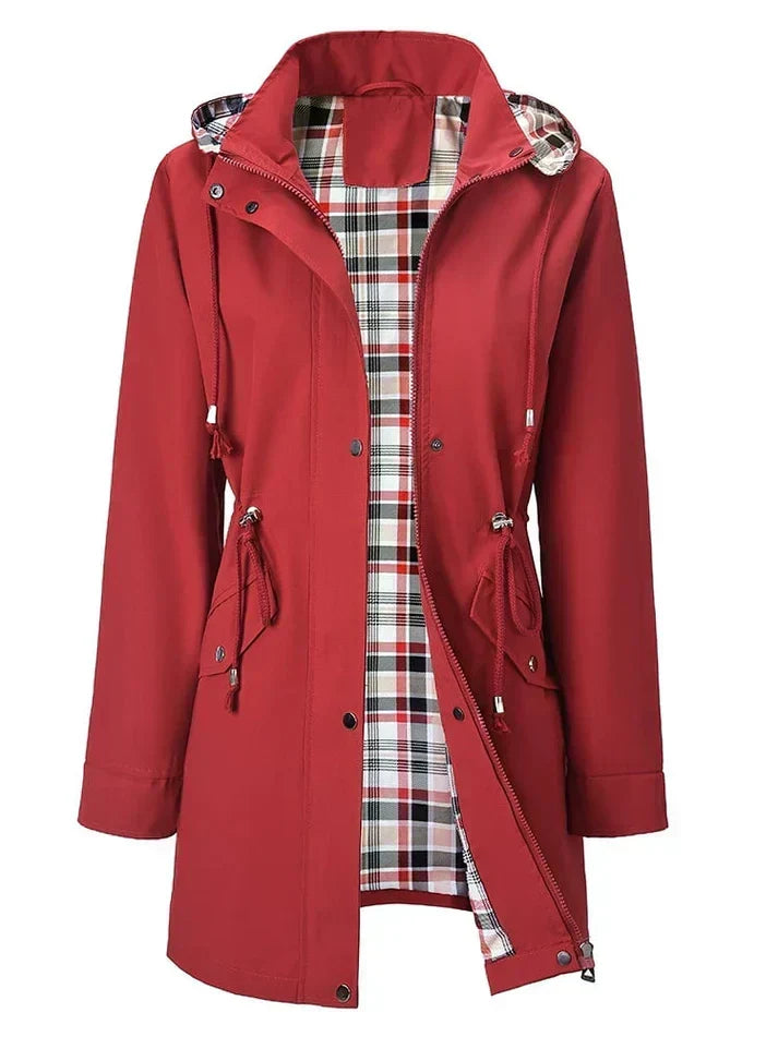Women's Hooded Parka Jacket with Plaid Lining