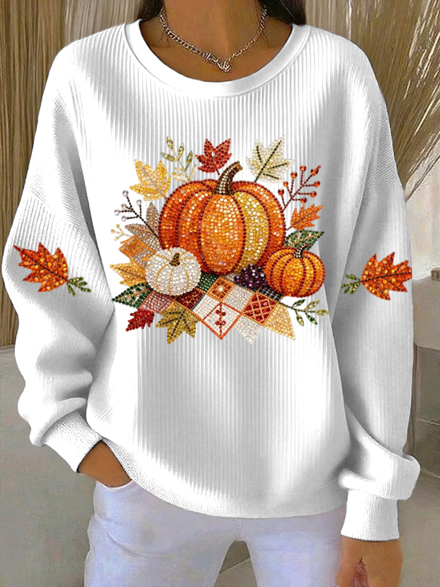 Women's Pumpkin Graphic Crew Neck Autumn Sweatshirt