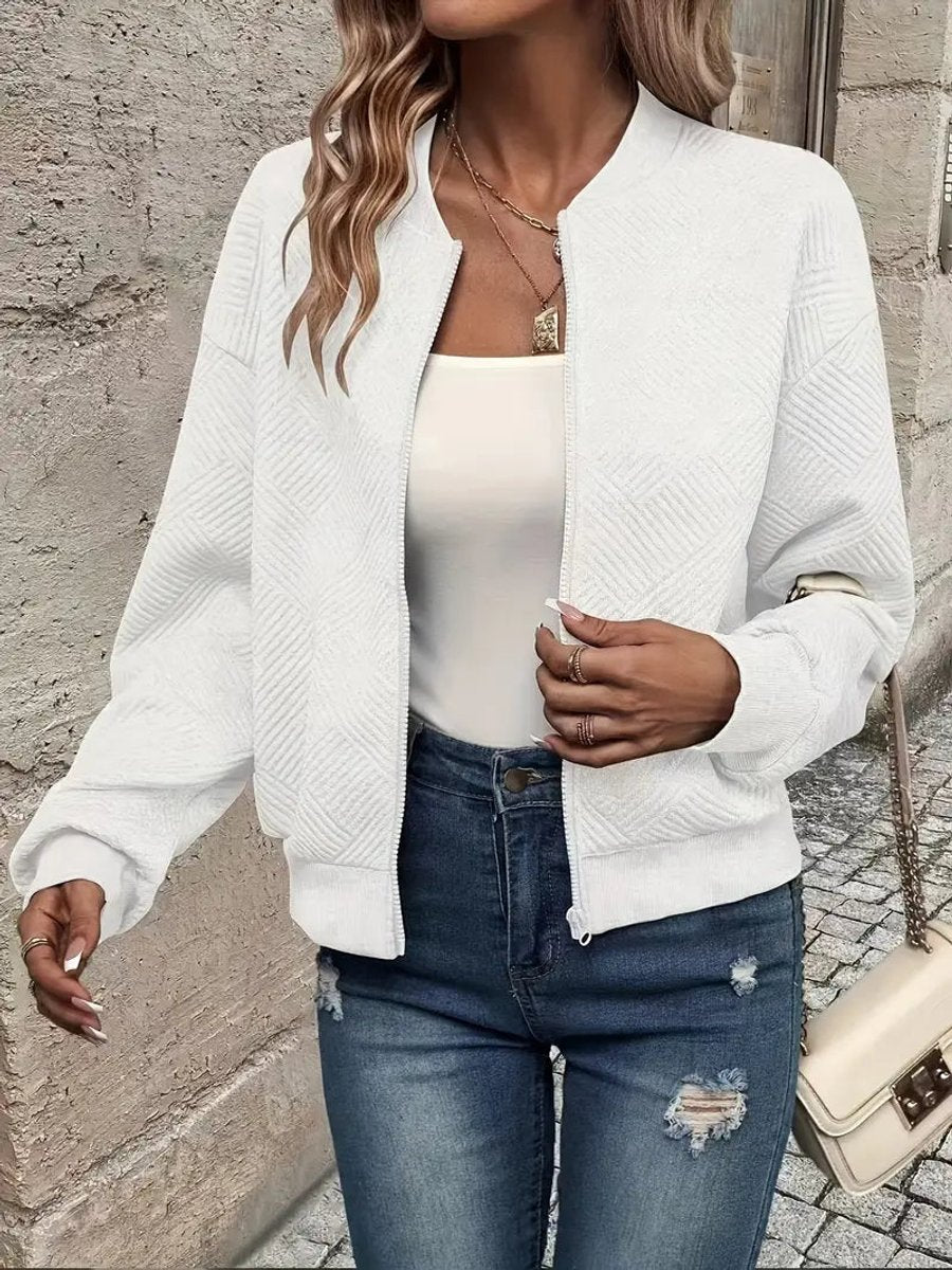 Women's Quilted Cropped Zip-Up Bomber Jacket
