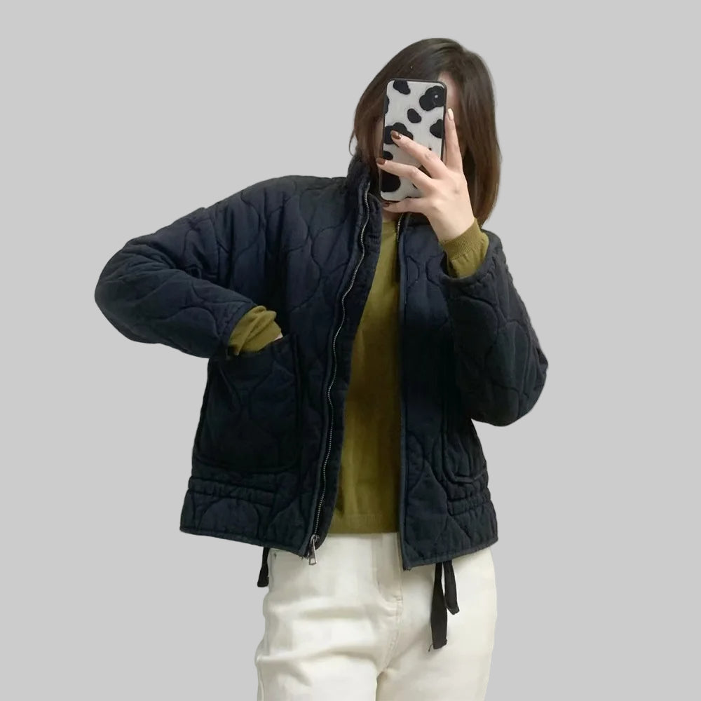 Women's Onion Quilted Jacket with Stand Collar