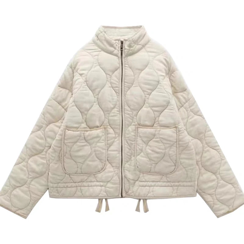 Women's Onion Quilted Jacket with Stand Collar
