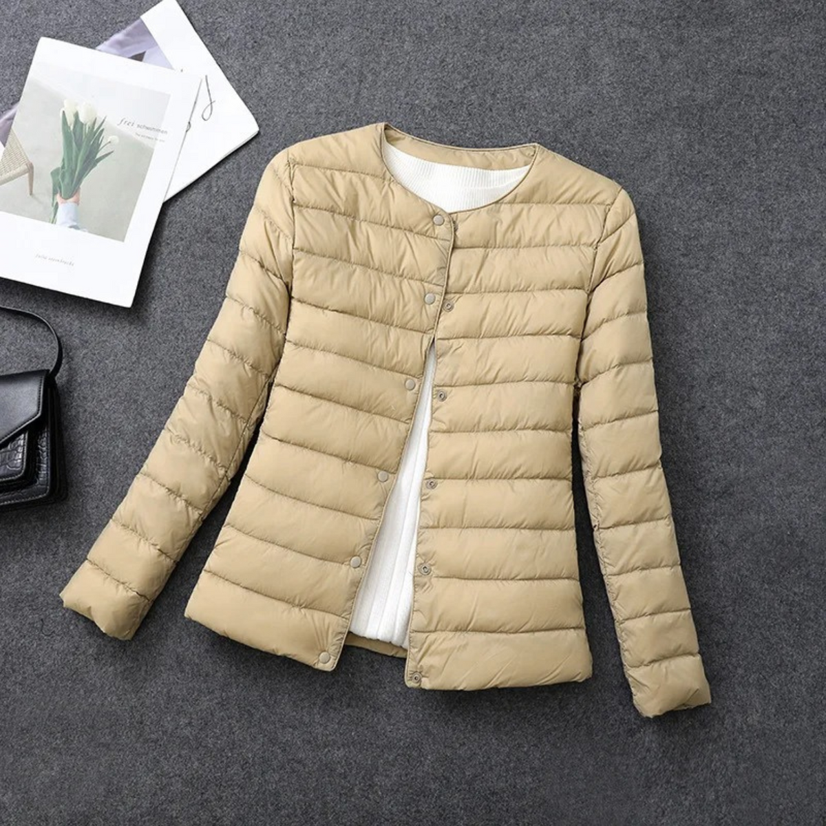 Women's Lightweight Collarless Quilted Puffer Jacket