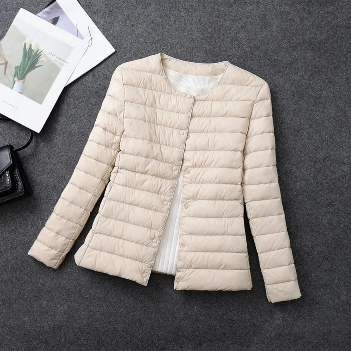 Women's Lightweight Collarless Quilted Puffer Jacket