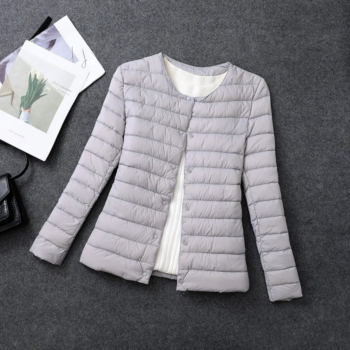 Women's Lightweight Collarless Quilted Puffer Jacket