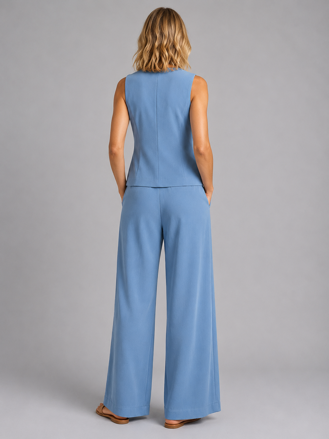 Women's High-Waisted Pleated Palazzo Trousers