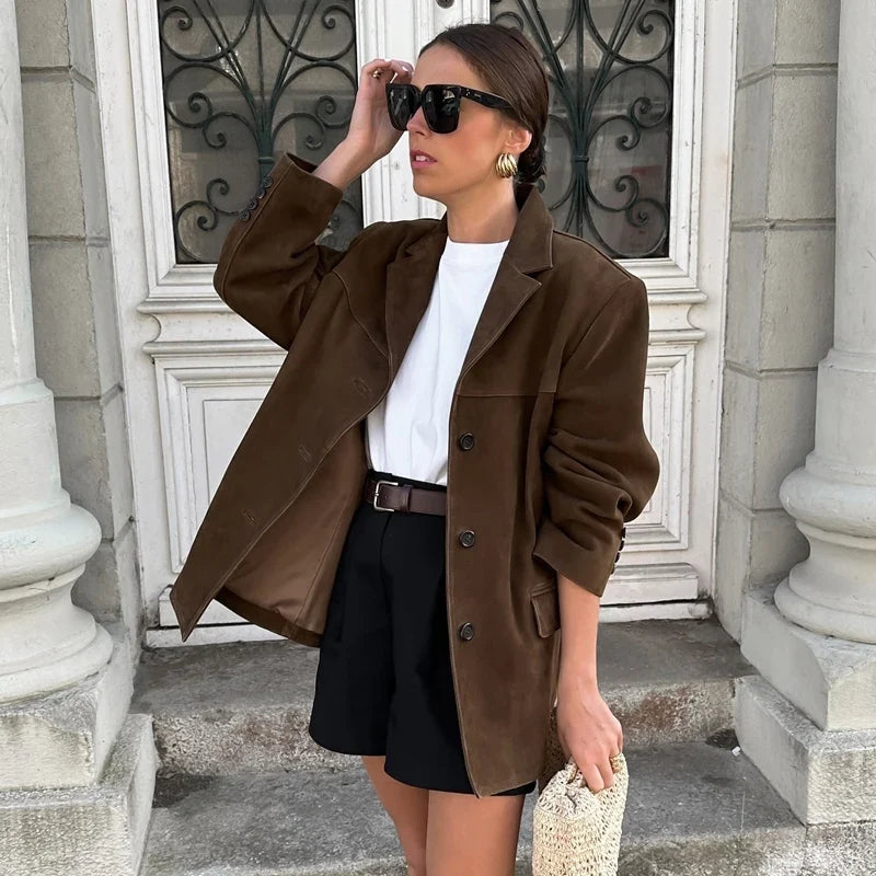 Women's Single-Breasted Notched Lapel Blazer