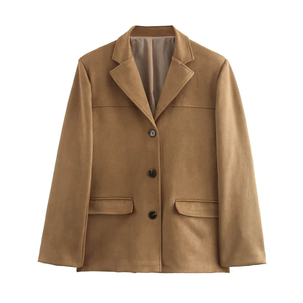 Women's Single-Breasted Notched Lapel Blazer