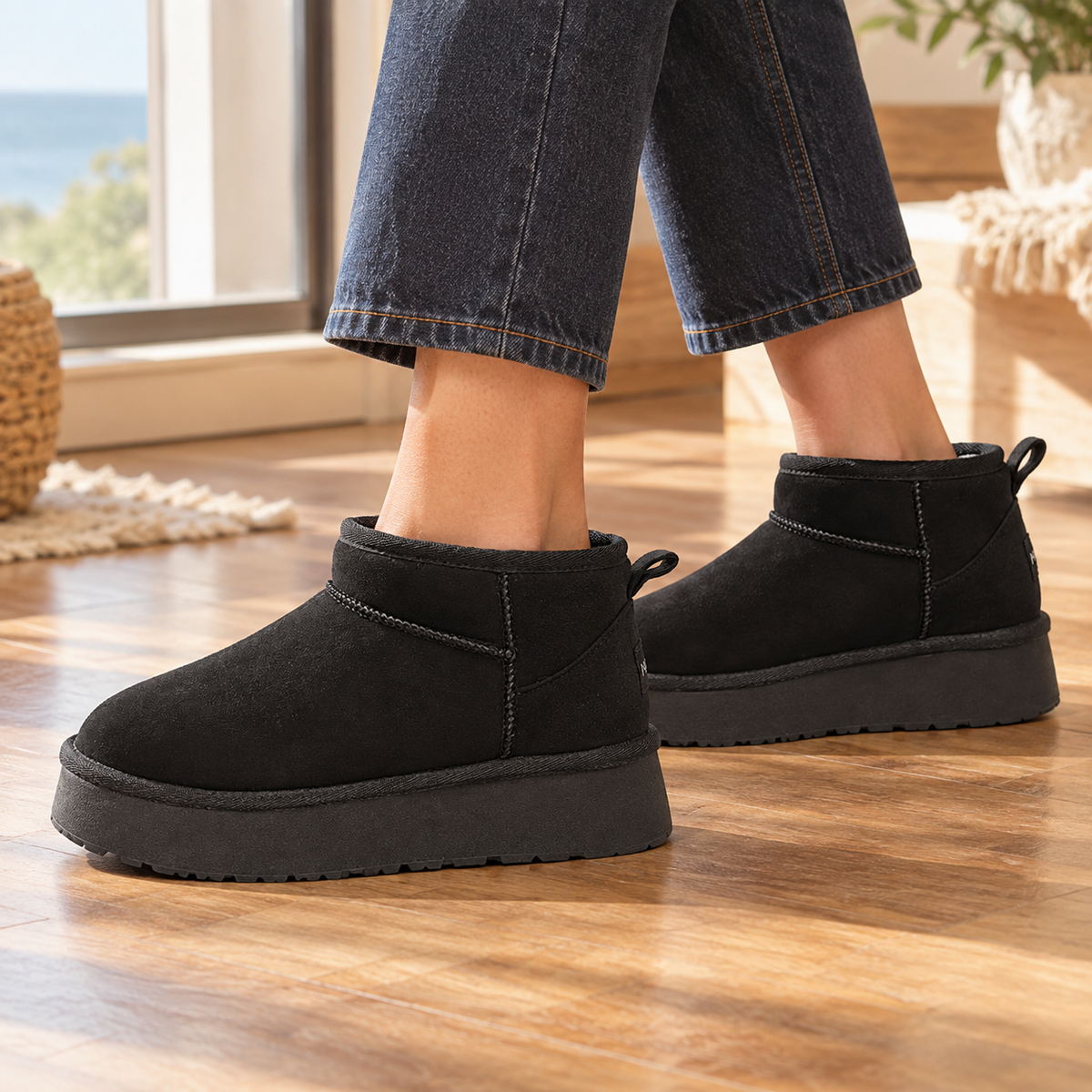 Women's Faux Suede Platform Mini Ankle Boots