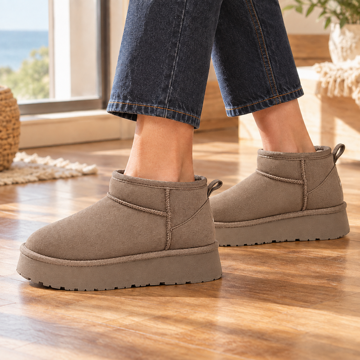 Women's Faux Suede Platform Mini Ankle Boots