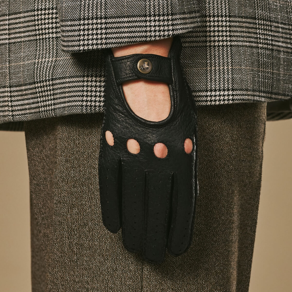 Women's Snap Button Faux Leather Driving Gloves
