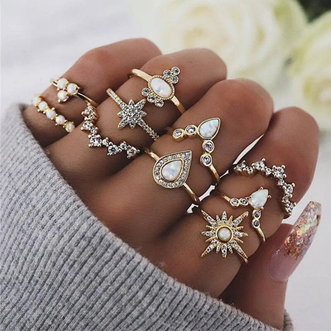 Women's Gold-Tone Celestial Stacking Ring Set