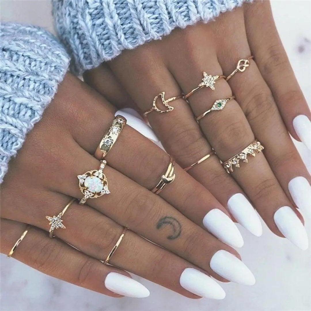 Women's Gold-Tone Celestial Stacking Ring Set