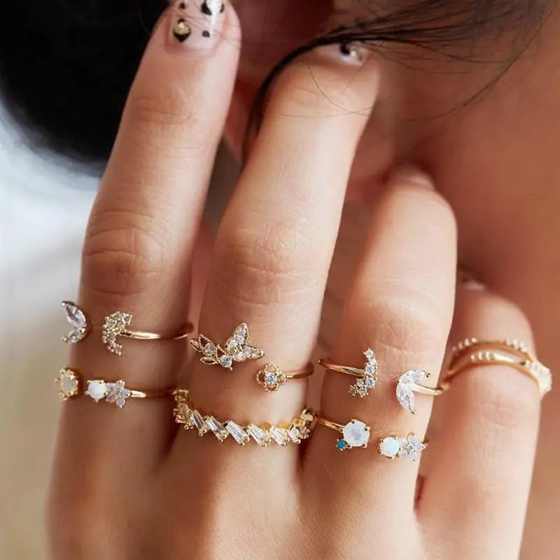 Women's Gold-Tone Celestial Stacking Ring Set