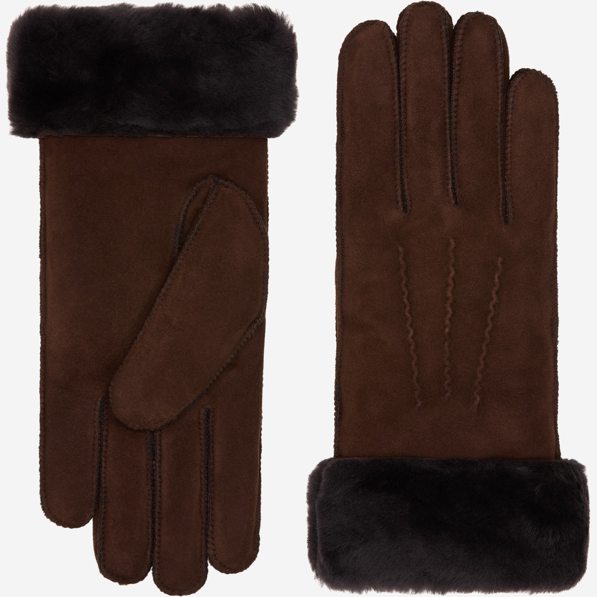 Women's Stitched Back Winter Gloves with Plush Cuff