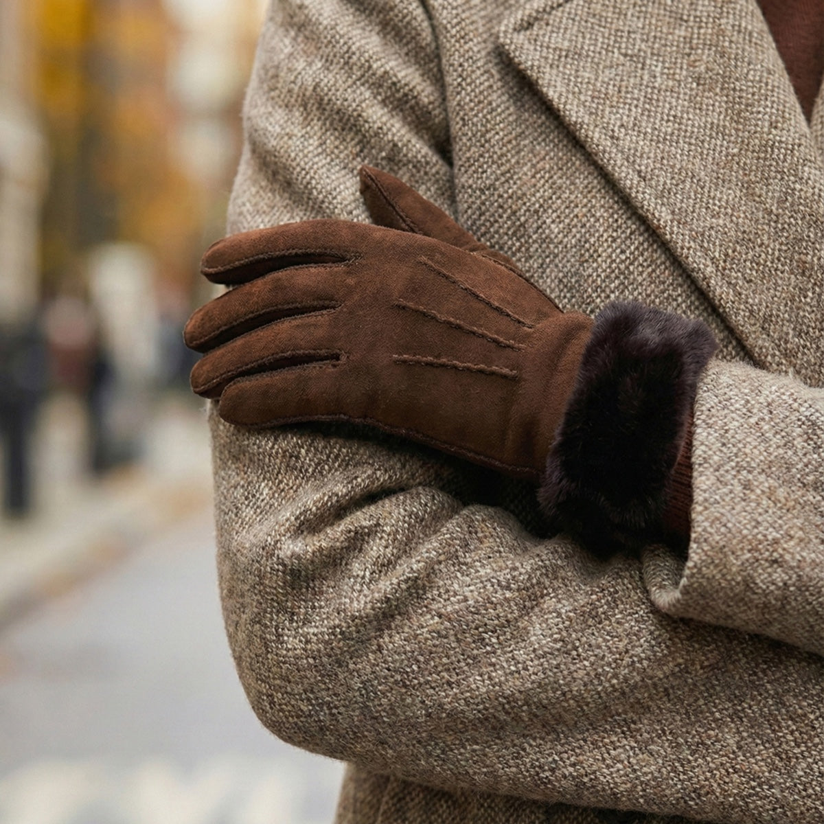 Women's Stitched Back Winter Gloves with Plush Cuff