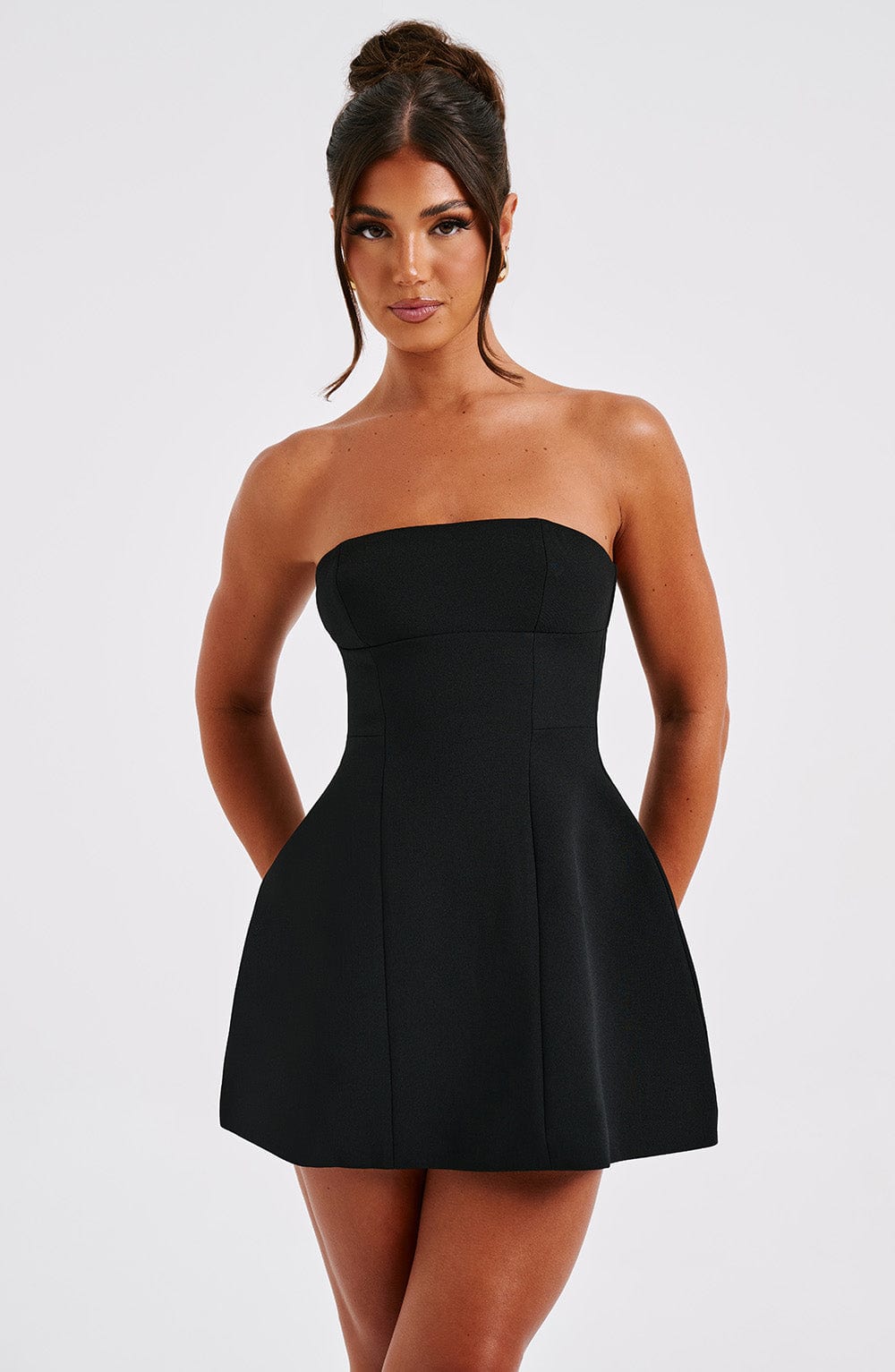 Women's Strapless Bubble Hem Mini Dress
