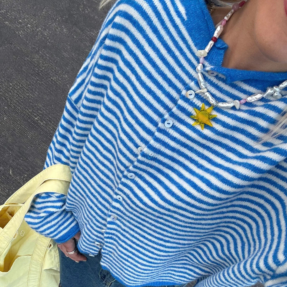 Women's Striped Button-Front Knit Cardigan