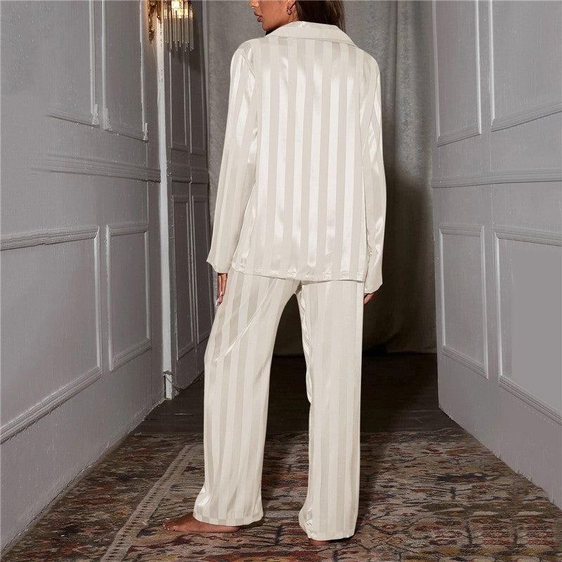 Women's Striped Button-Up Long Sleeve Pyjama Set