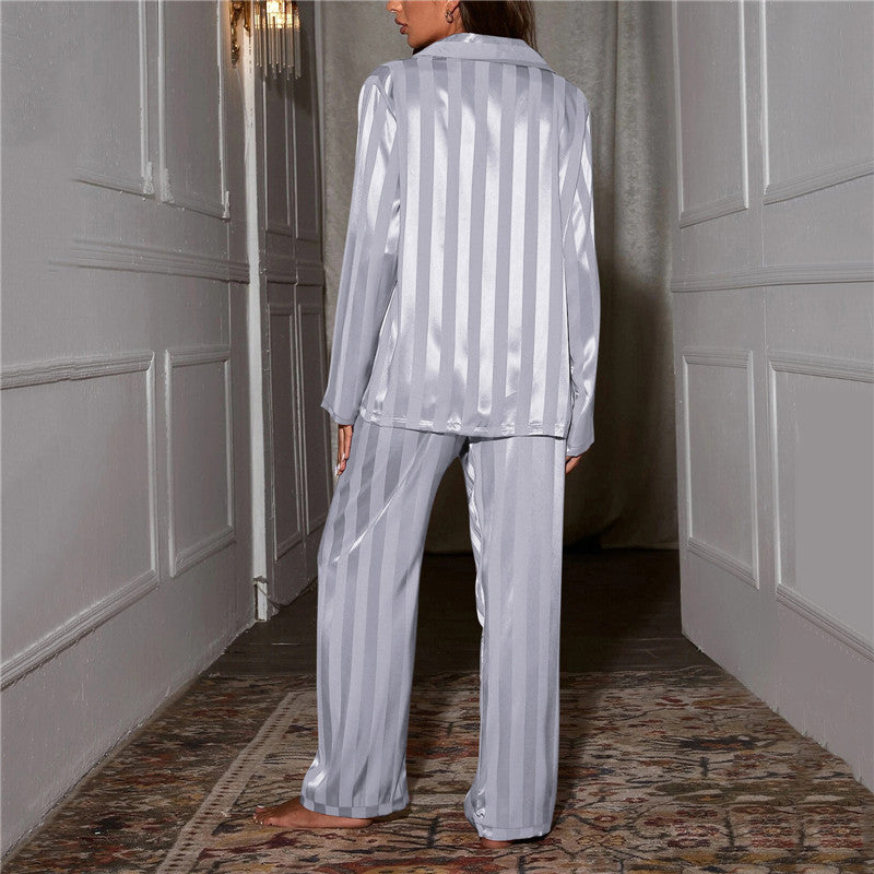Women's Striped Button-Up Long Sleeve Pyjama Set