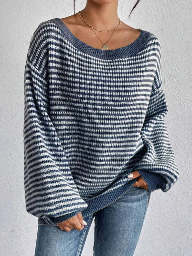 Women's Striped Off-Shoulder Knit Jumper
