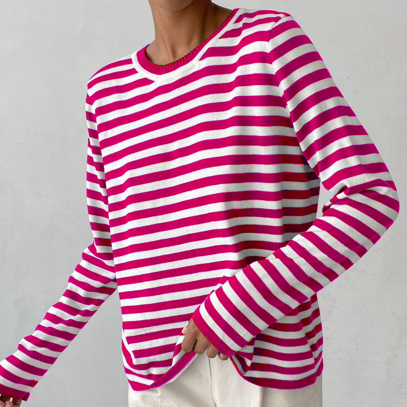 Women's Breton Stripe Crew Neck Long Sleeve Top
