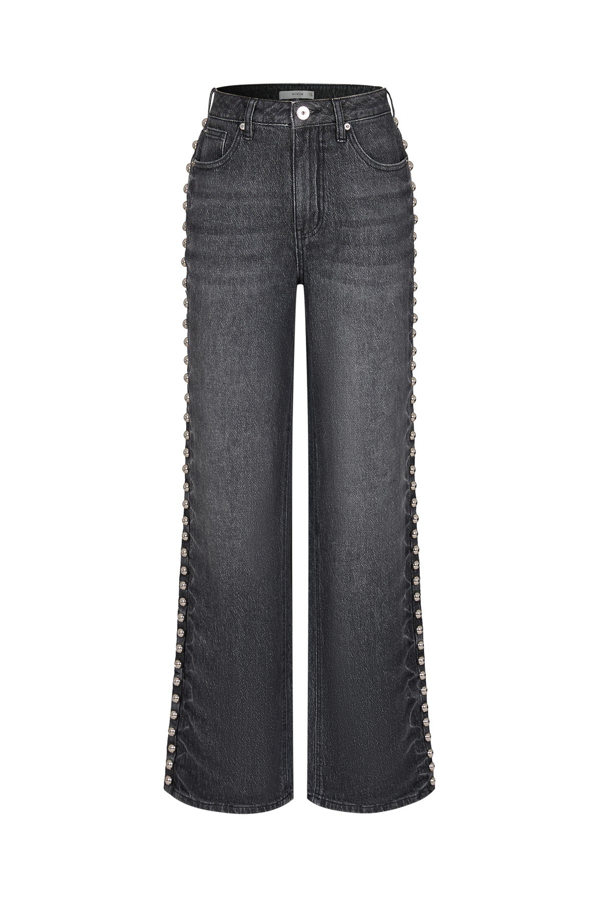 Women's Studded Wide-Leg Jeans in Black