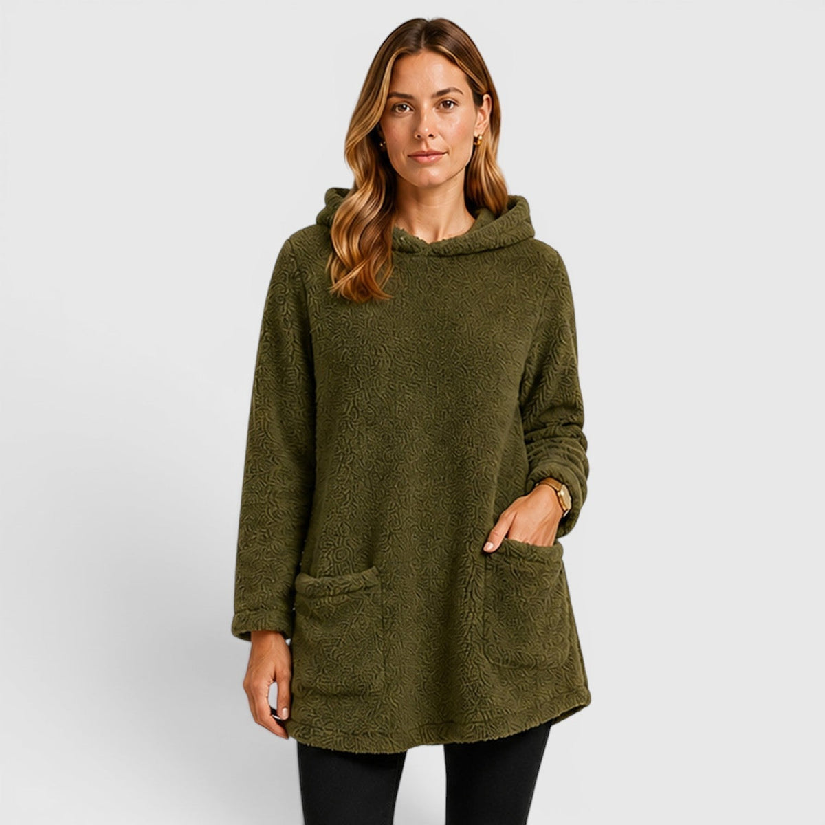 Women's Sherpa Pullover Hoodie in Green
