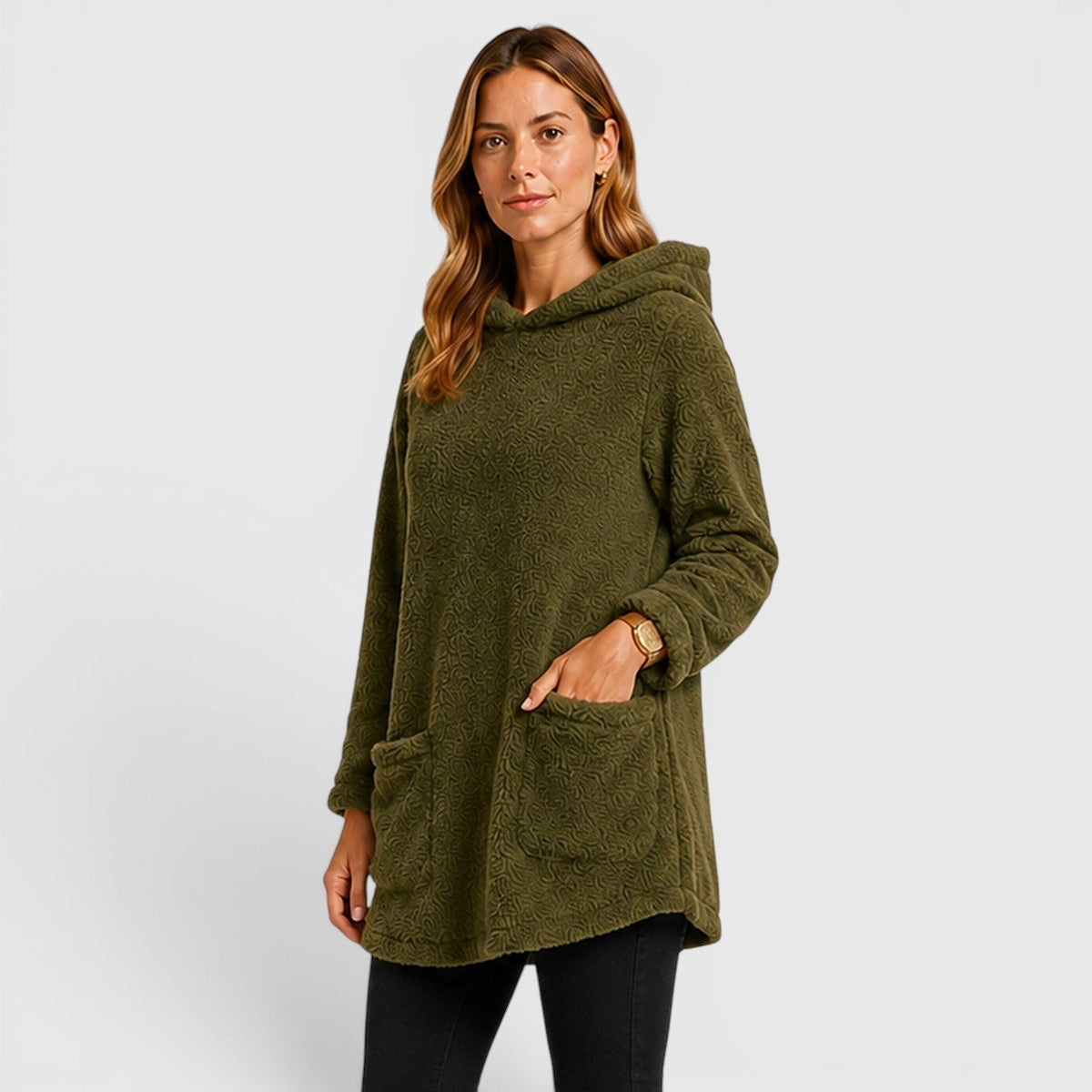 Women's Sherpa Pullover Hoodie in Green