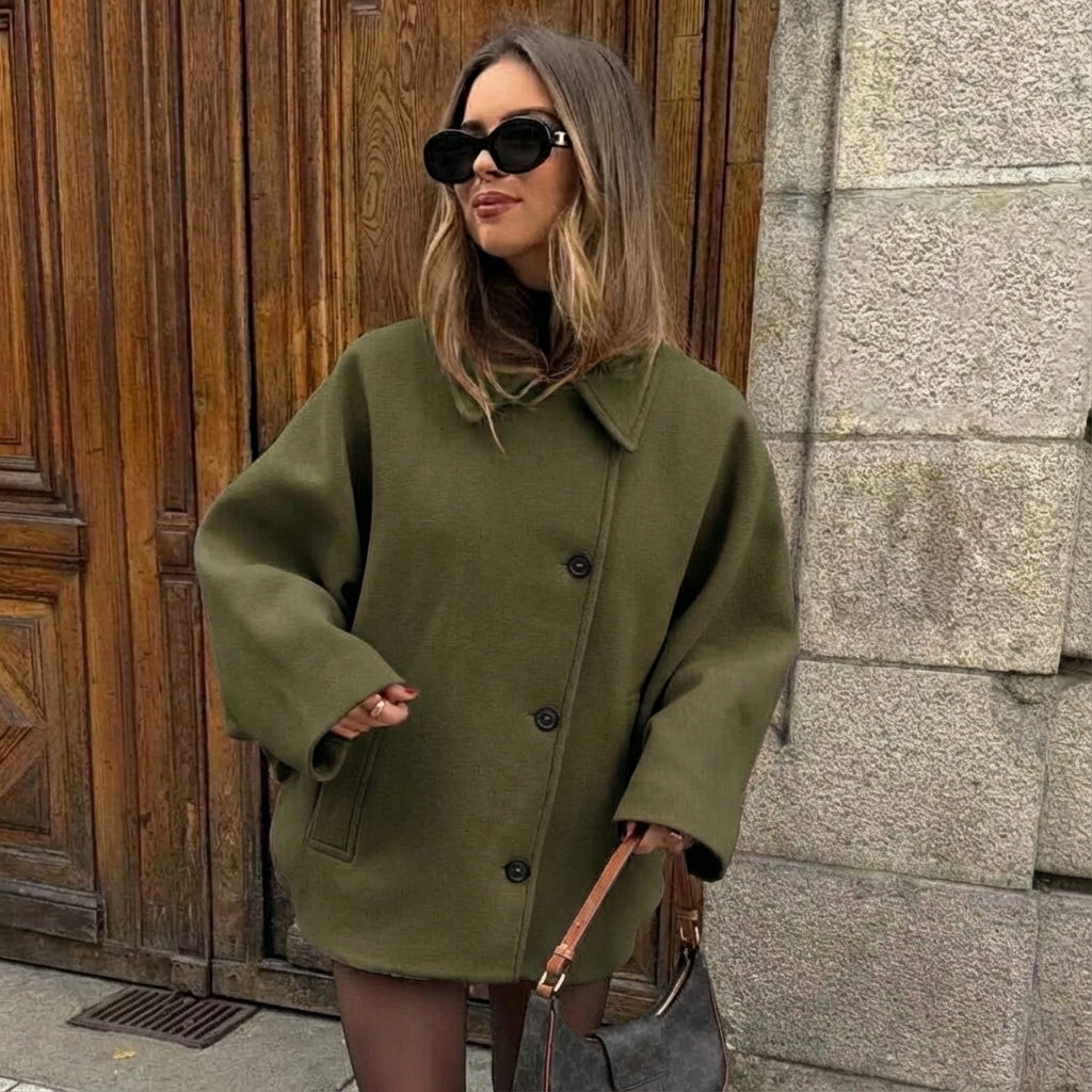 Women's Oversized Turn-Down Collar Button Jacket