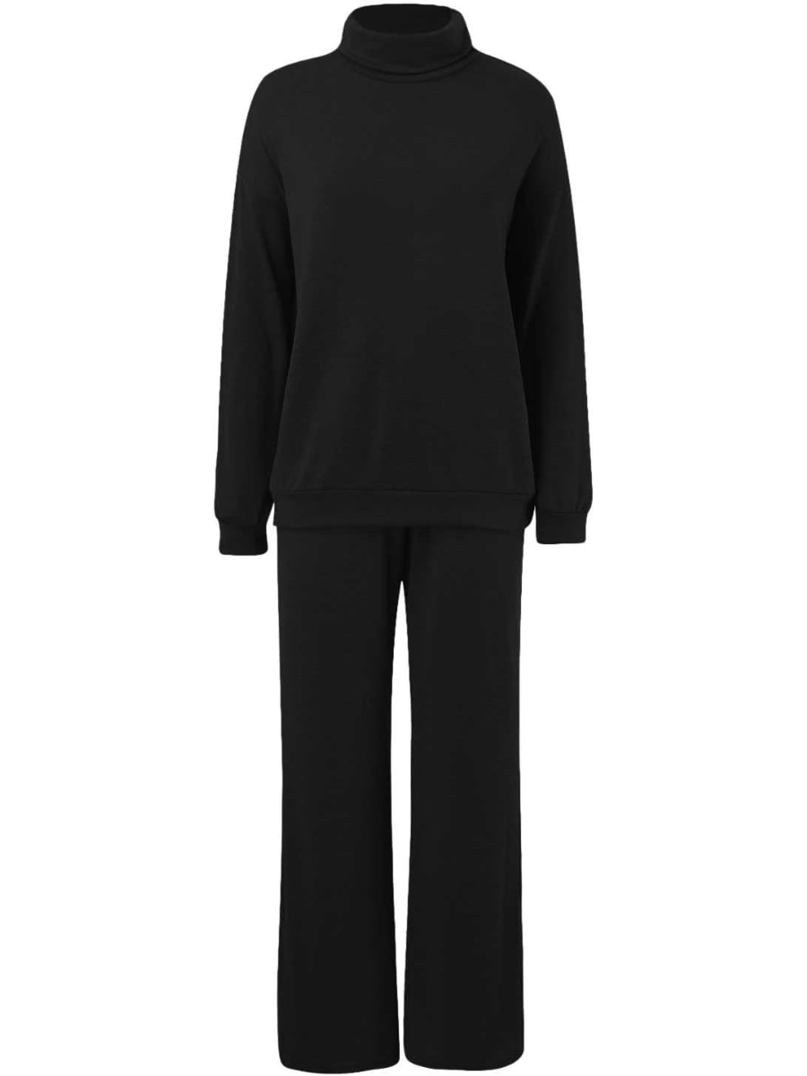 Women's Knitted Roll Neck Jumper & Wide-Leg Trouser Set
