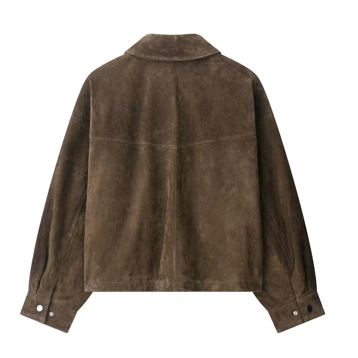 Women's Oversized Faux Suede Utility Jacket in Brown