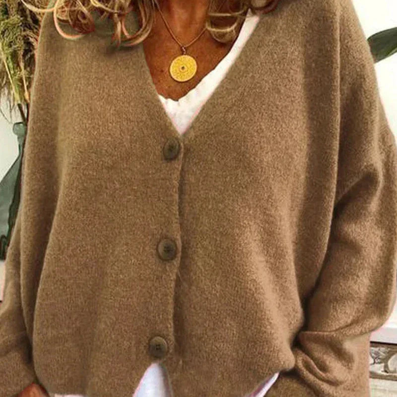 Women's V-Neck Button Knit Cardigan