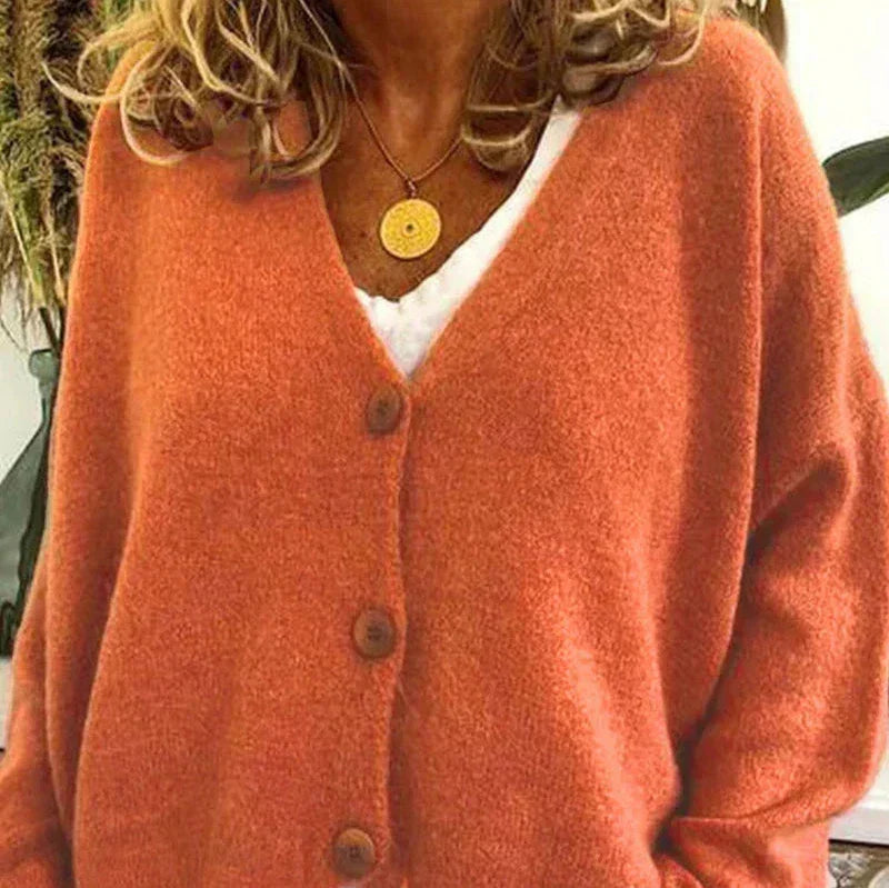 Women's V-Neck Button Knit Cardigan