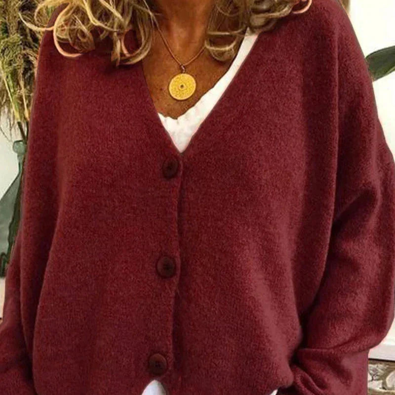 Women's V-Neck Button Knit Cardigan
