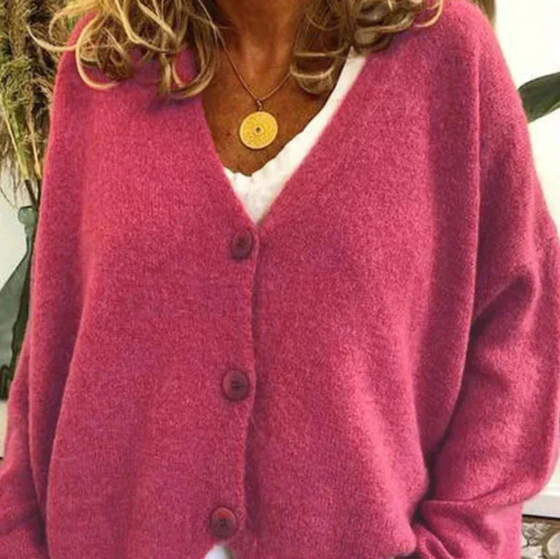 Women's V-Neck Button Knit Cardigan