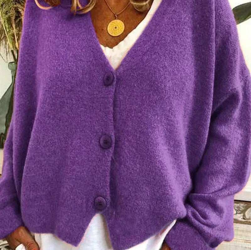 Women's V-Neck Button Knit Cardigan