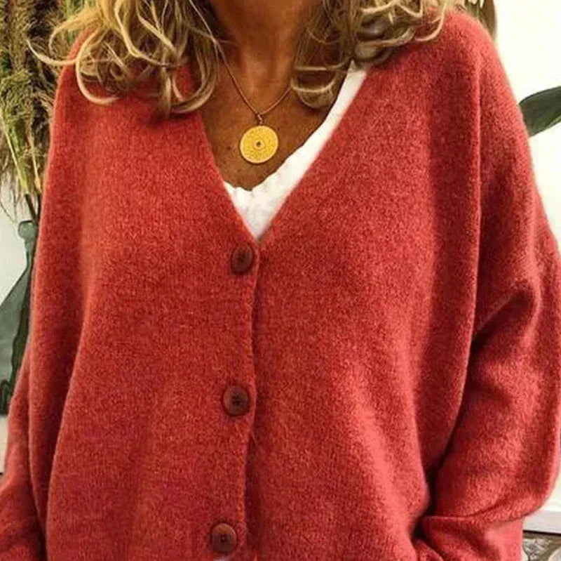 Women's V-Neck Button Knit Cardigan