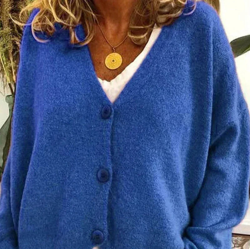 Women's V-Neck Button Knit Cardigan