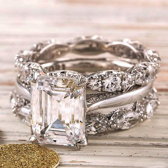Women's Vintage-Style Crystal Stackable Ring