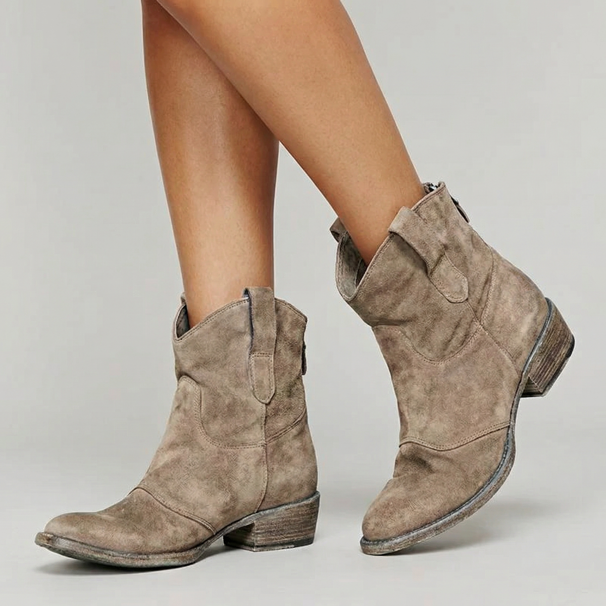 Women's Western Faux Suede Slouch Ankle Boots