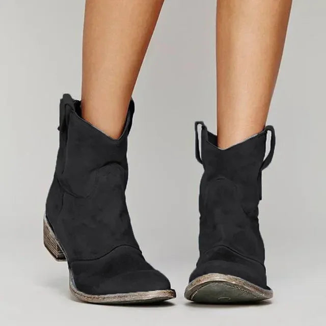 Women's Western Faux Suede Slouch Ankle Boots
