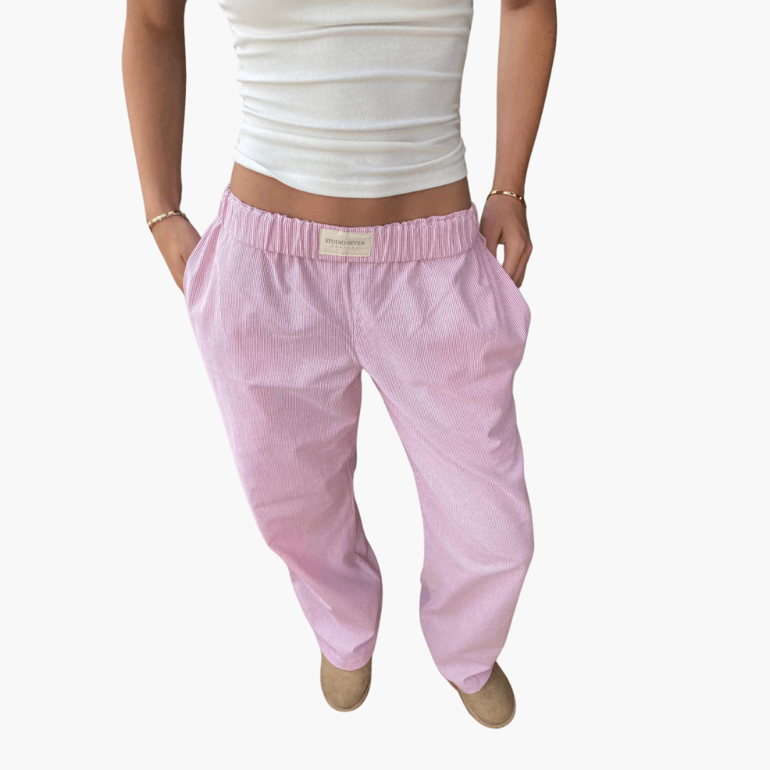 Women's Elasticated Wide-Leg Lounge Trousers in Pink