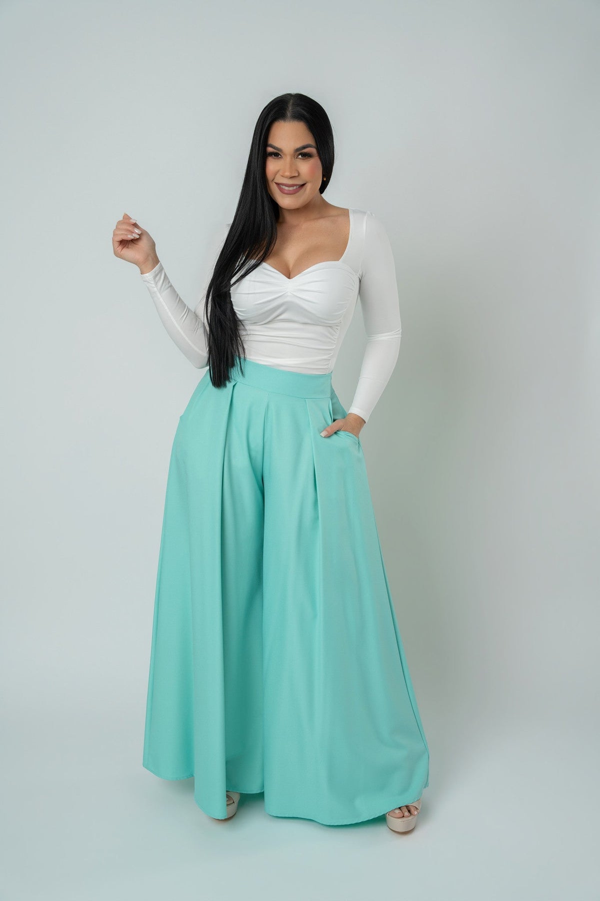 Women's Wide-Leg Palazzo Trousers with Pockets