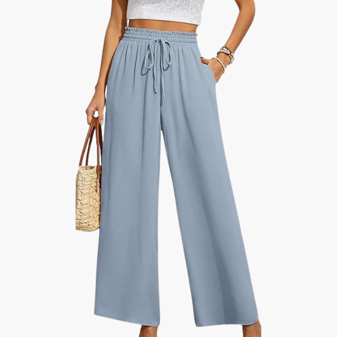Women's Drawstring Wide-Leg Trousers with Pockets