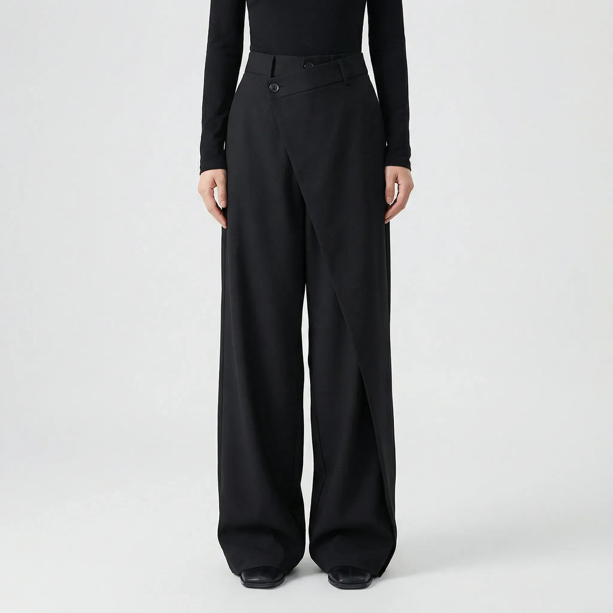 Women's Wrap Front Tailored Wide-Leg Trousers