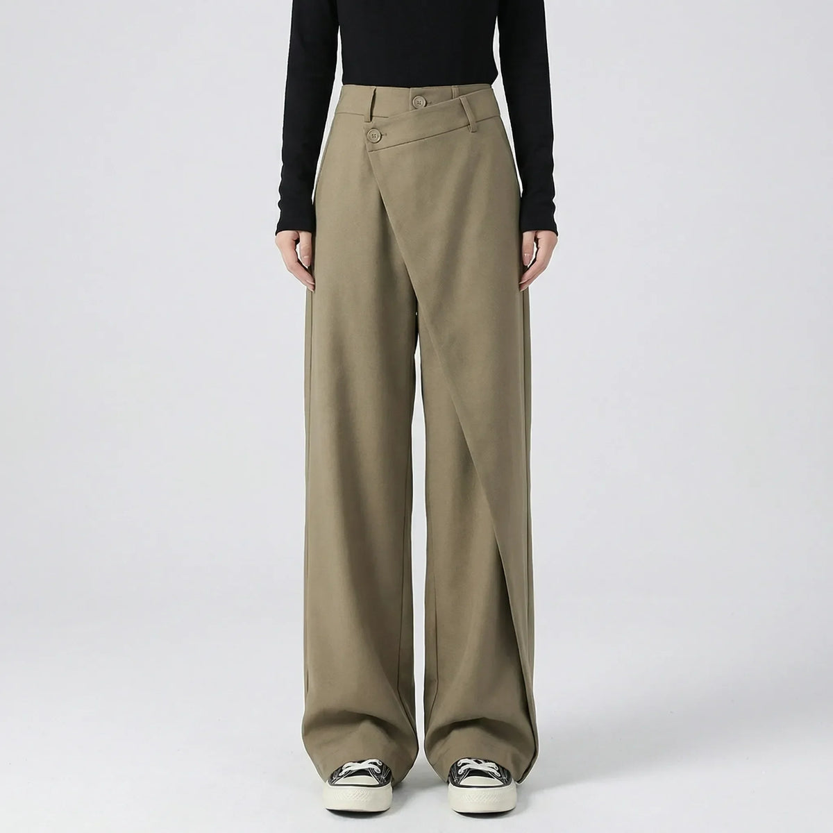 Women's Wrap Front Tailored Wide-Leg Trousers